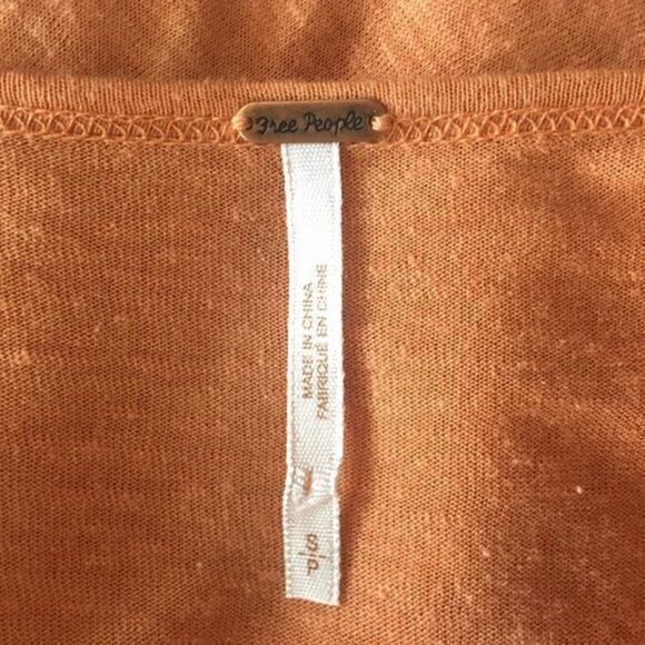 Free People Shirt Womens Size S Peach Mineral Wash Cold Shoulder Top - Picture 4 of 8